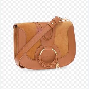 New! See by Chloé Hana Caramello Leather & Suede Saddle Crossbody Bag